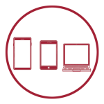 Piktogramm mit Symbolen für Smartphone, Tablet und Computer